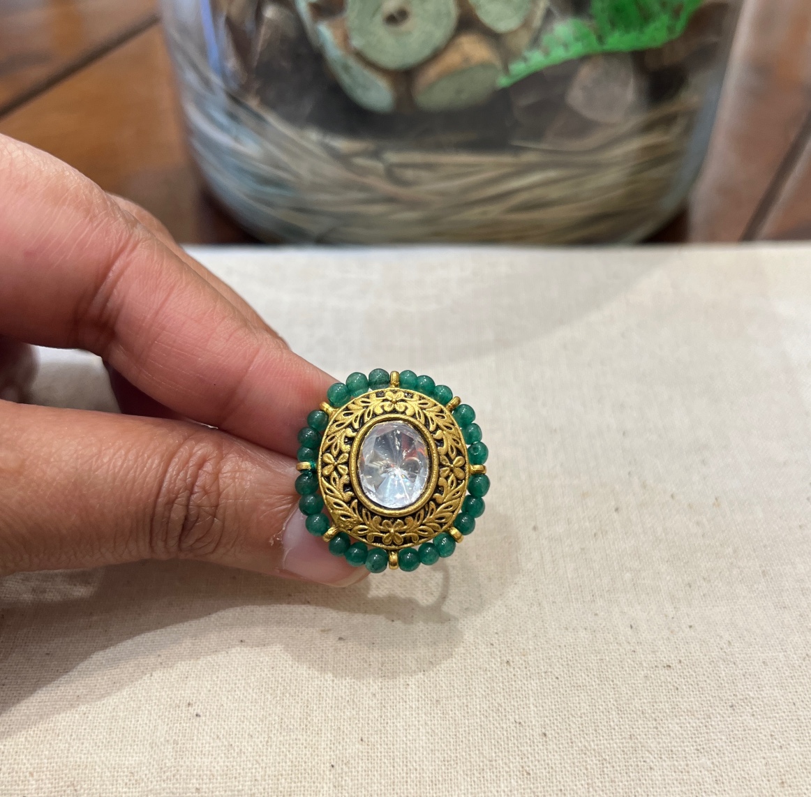 Buy Zaveri Pearls Gold Tone Meenakari Traditional Finger Ring online