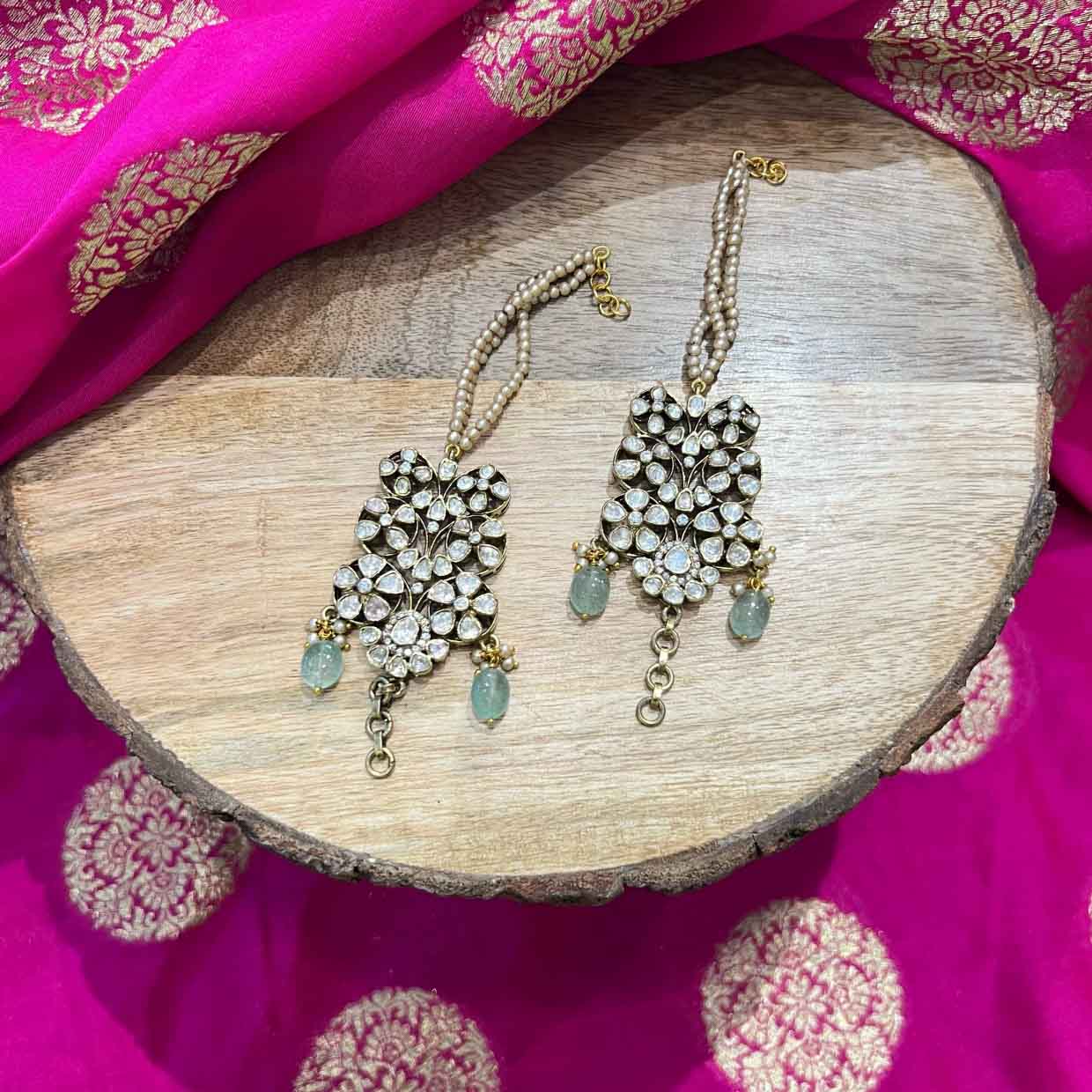 3 Layer Golden Beads Earring Chain -EC27 - Aishi Jewellery - Buy Fashion &  Imitation Jewels Online