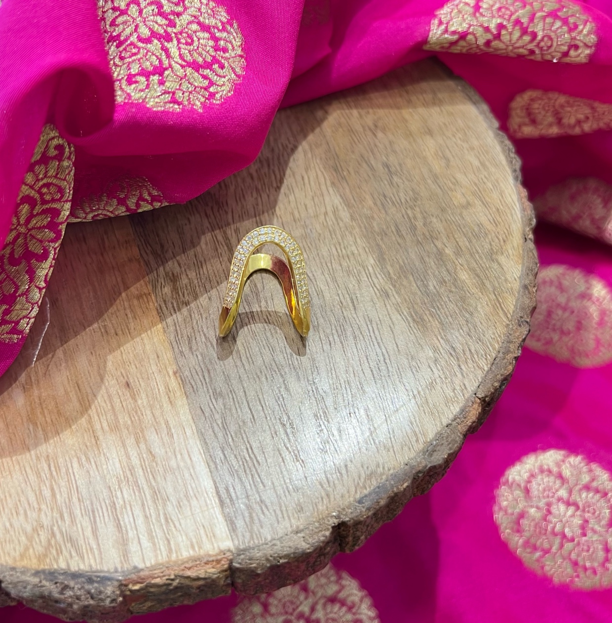 Jadau Red Stone Gold plated Silver Ring | Buy Online