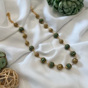 Green Kundan Ball Necklace